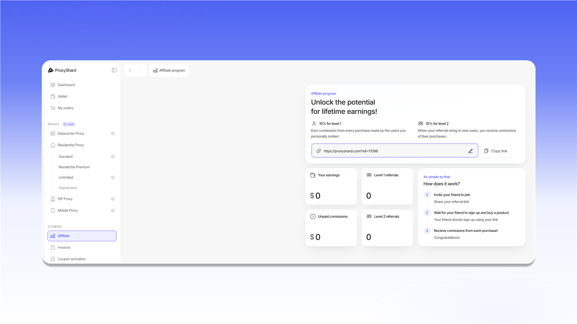 Реферальна програма ProxyShard